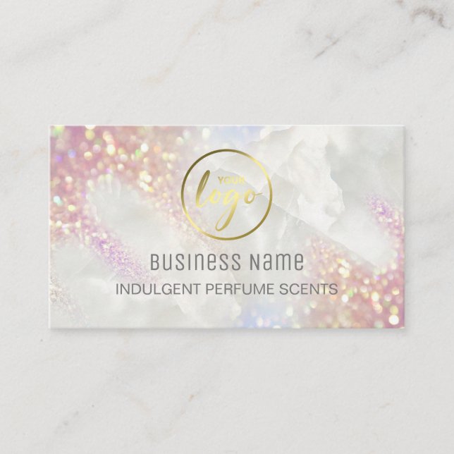 Lush Holographic Glitter Pastel Perfume Sample Business Card (Front)