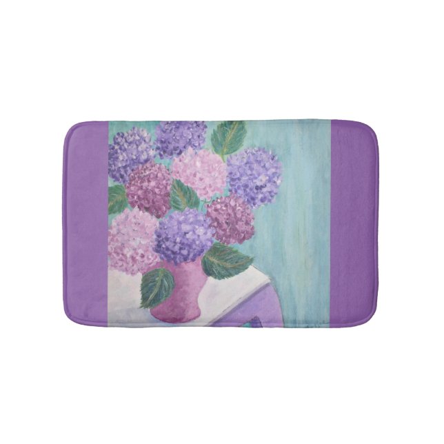 Lush Hydrangea Painting Bath Mat (Front)