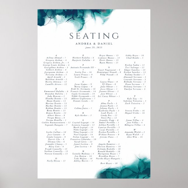 Lush ink wedding seating chart (Front)