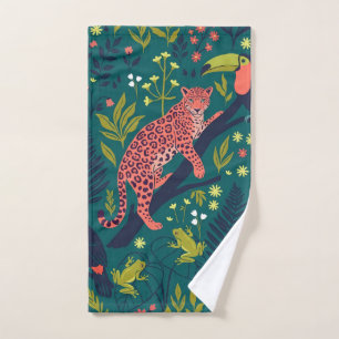 Lush Jungle Animal Pattern Hand Towel