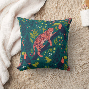 Lush Jungle Animal Pattern Throw Pillow