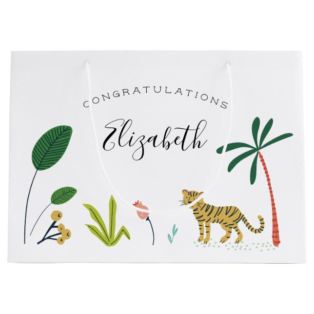 Lush Jungle Baby Shower Large Gift Bag (Front)
