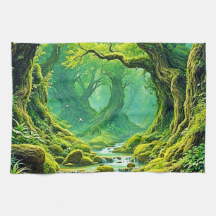 Lush Jungle Waterfall Bliss Kitchen Towel