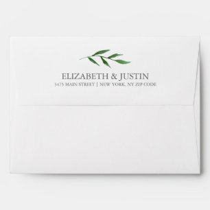 Lush Leaves Elegant Watercolor Envelope w. Return