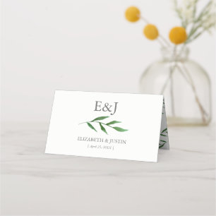 Lush Leaves Elegant Watercolor Wedding PlaceCards