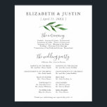 Lush Leaves Elegant Wedding Ceremony Program Sign<br><div class="desc">Wedding program sign with green floral leaf.</div>