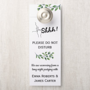 Lush Leaves Elegant Wedding Door Sign