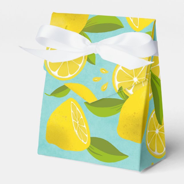 Lush Lemon - teal Party Favour Box (Front Side)