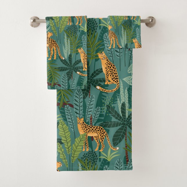 Lush Leopard Jungle Bath Towel Set (Insitu)
