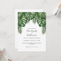 Lush Modern Palm Leaf Hawaiian Wedding Invitation