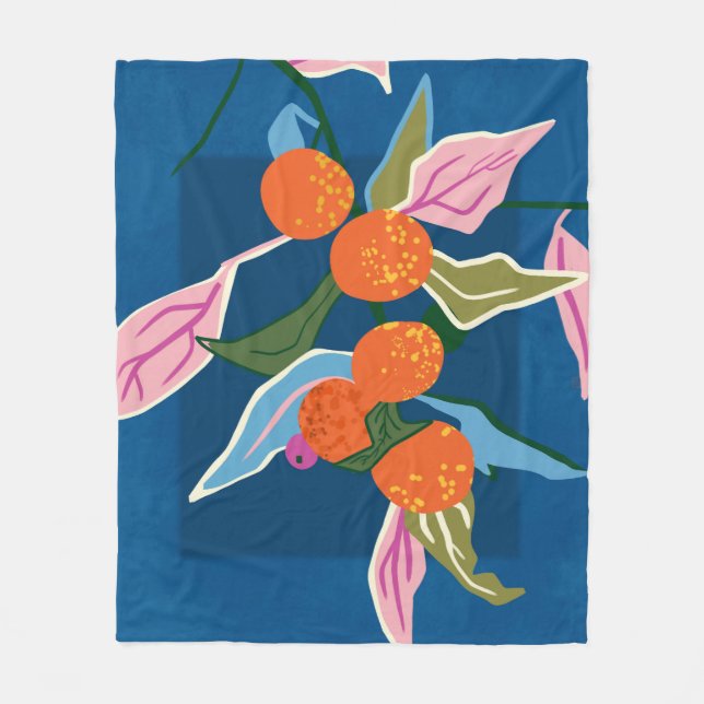 Lush Orange Botanicals Fleece Blanket (Front)