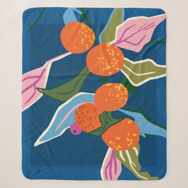 Lush Orange Botanicals Sherpa Blanket (Front)