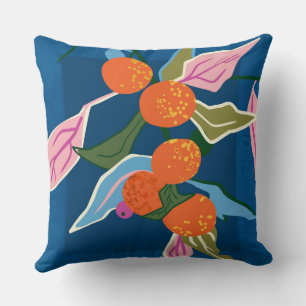 Lush Orange Botanicals Throw Pillow