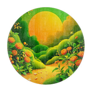 Lush Orange Garden Art Cutting Board