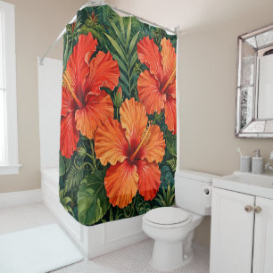 Lush Orange Hibiscus Jungle Flowers Tropical