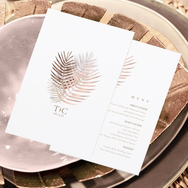 Lush Palm Leaf Menu Mariage Terra Cotta ID956 (Créateur téléchargé)