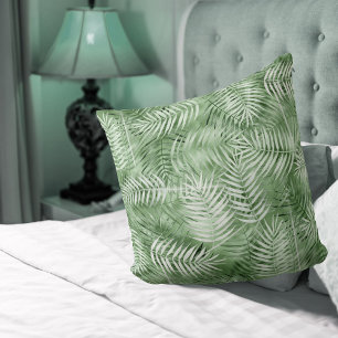 Lush Palm Leaf Pattern Moss Green ID956 Throw Pillow