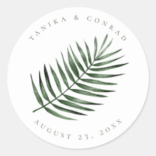 Lush Palm Leaf Wedding Moss Green ID956 Classic Round Sticker