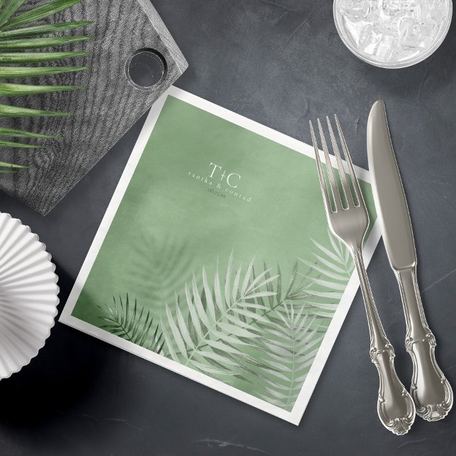Lush Palm Leaf Wedding Moss Green V2 ID956 Napkin (Creator Uploaded)