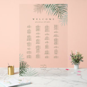 Lush Palm Leaf Wedding Seating Moss Green/Wt ID956 Acrylic Sign