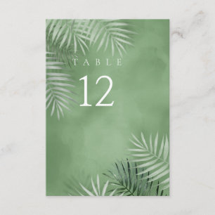 Lush Palm Leaf Wedding Table No. Moss Green ID956 Invitation