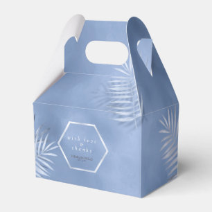 Lush Palm Leaf Wedding Thanks Windsor Blue ID956 Favor Box