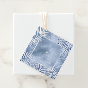 Lush Palm Leaf Wedding Thanks Windsor Blue ID956 Favour Tags