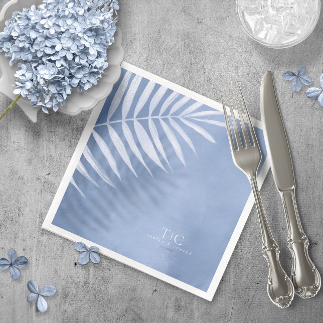 Lush Palm Leaf Wedding Windsor Blue V3 ID956 Napkin (Creator Uploaded)