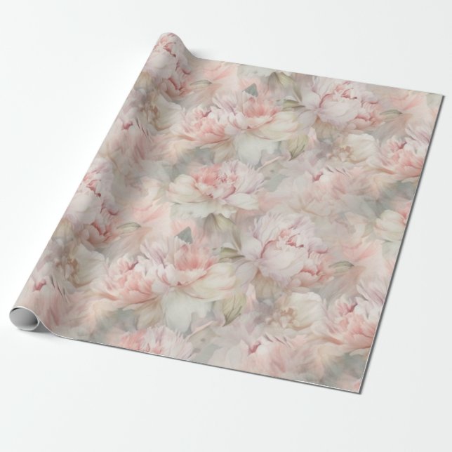  lush peony on a gentle background wrapping paper (Unrolled)