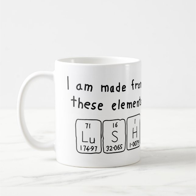 Lush periodic table word mug (Left)