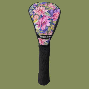 Lush Pink and Purple Flowers Personalized Golf Head Cover