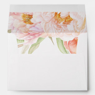 Lush Pink Peonies Watercolor Floral Envelope