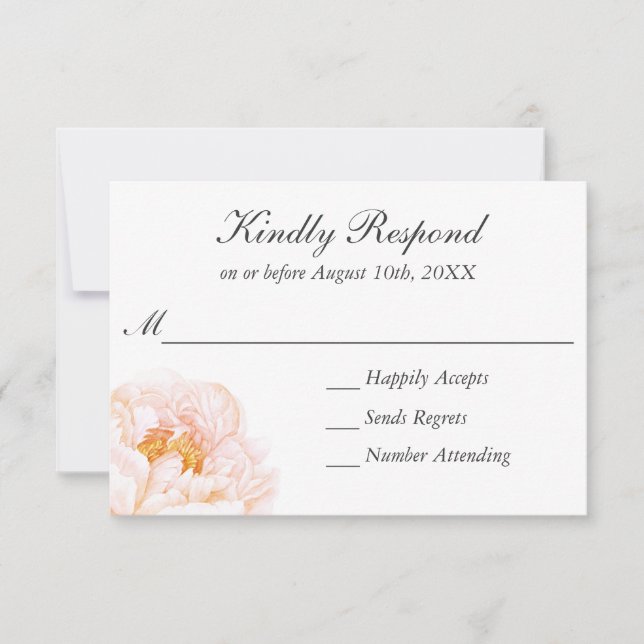 Lush Pink Peonies Watercolor Floral RSVP Card (Front)