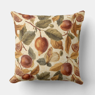 Lush Plums & Fig Leaves Throw Pillow Gilded