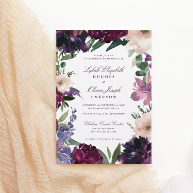 Lush Purple Flowers | Romantic Bridal Shower  Invitation (Creator Uploaded)