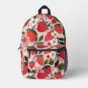 Lush Red Berries and Blossoms Printed Backpack