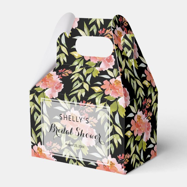 Lush Red Floral Greenery Bridal Shower Favor Box (Front Side)