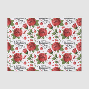 Lush Red Rose & Heart Petals Valentine Pattern Tissue Paper