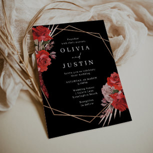 Lush Red Roses Romantic Wedding  Invitation