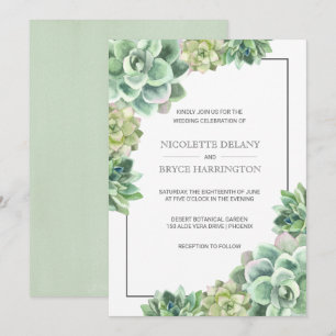 Lush Succulent Frame Wedding Invitation