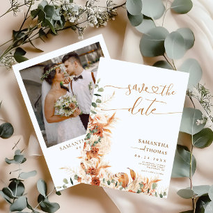 Lush Terracotta Floral Boho Chic Wedding Save The Date
