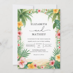 Lush Tropical Arch Bloom Wedding Invitation