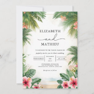 Lush Tropical Archway Romance Wedding Invitation