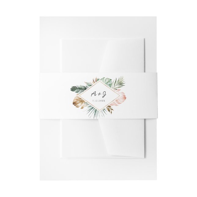 Lush Tropical Belly Band - Portrait 2" x 11.5" Invitation Belly Band (Front Example)