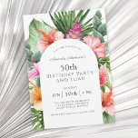 Lush Tropical Floral 50th Birthday Party and Luau Invitation<br><div class="desc">A beautifully lush tropical 50th Birthday Party design with colourful watercolor floral elements that include hibiscus blooms, ginger flowers and a variety of tropical foliage surrounding a stylish arched frame. The looks is vibrant and alive and sets the tone for your celebration in aloha style. A trendy arched frame inset...</div>