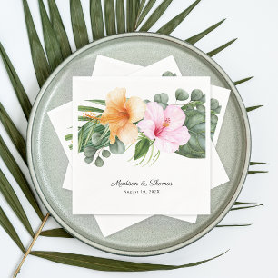 Lush Tropical Floral Beach Luau Wedding Napkin