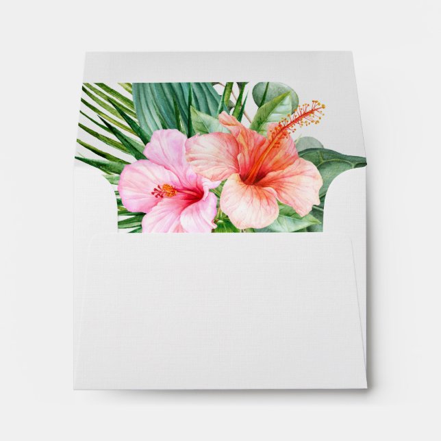 Lush Tropical Floral Watercolor with Address Envelope (Back (Bottom))