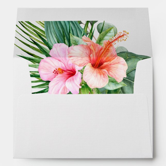 Lush Tropical Floral Watercolor with Address Envelope (Back (Bottom))