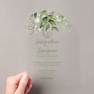 Lush Tropical Greenery Wedding Arch Acrylic Invitations