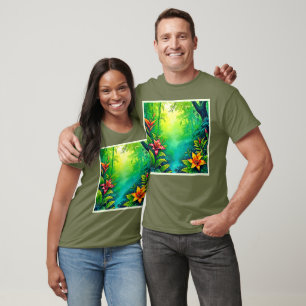 Lush Tropical Jungle Oasis Design T-Shirt